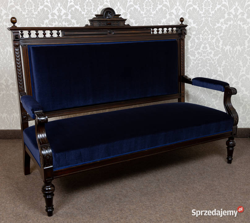 Neorenesansowy salonik sofa dwa fotele komplet Meble Swarzędz