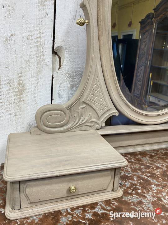 Komoda z uchylnym lustrem kremowa LUDWIK XV 195cm Komody