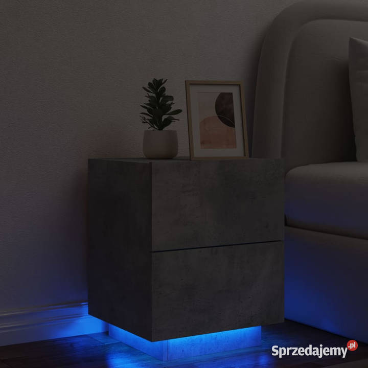 Szafka nocna z LED szarość betonu materiał