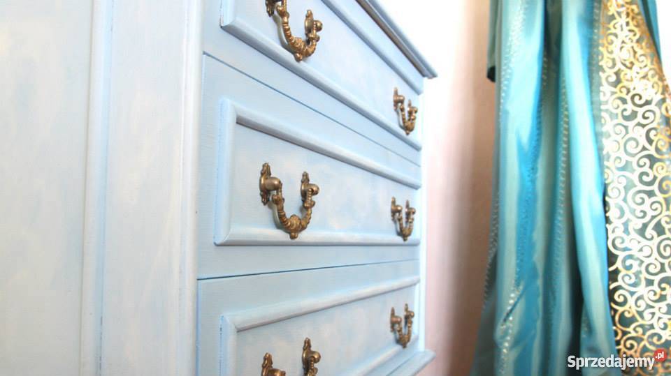 błękitna komoda renowacji shabby chic Meble Łódź