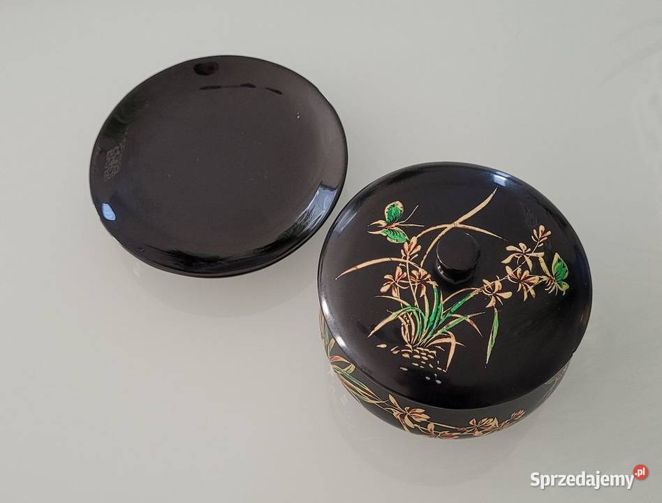 Stara SZKATUŁKA PUZDERKO drewno laka PRL 2 Poznań