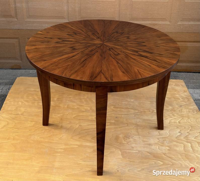 Stół Okrągły Orzech 118 ARTDECO Rozkładany Antyk Antyki, Sztuka, Kolekcje Warszawa