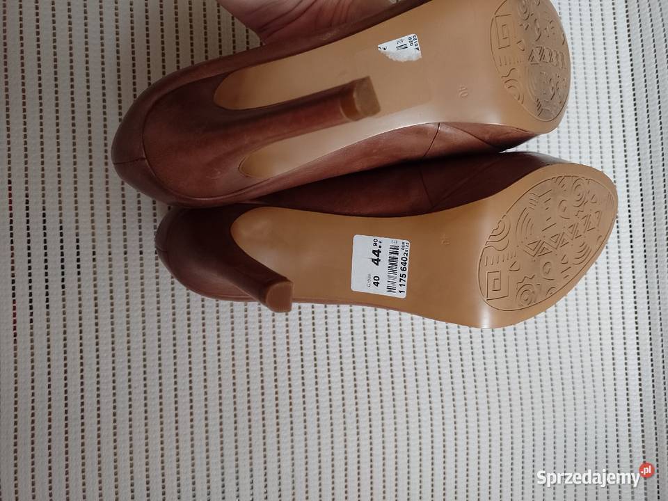 40 Real Leather Brązowe skórzane czółenka Kraków