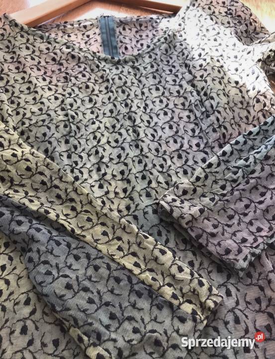 Sukienka neonowa vintage zielona z długim Warszawa