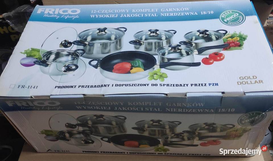 Garnki jumbo Frico 12 el patelnia teflon Łódź sprzedam