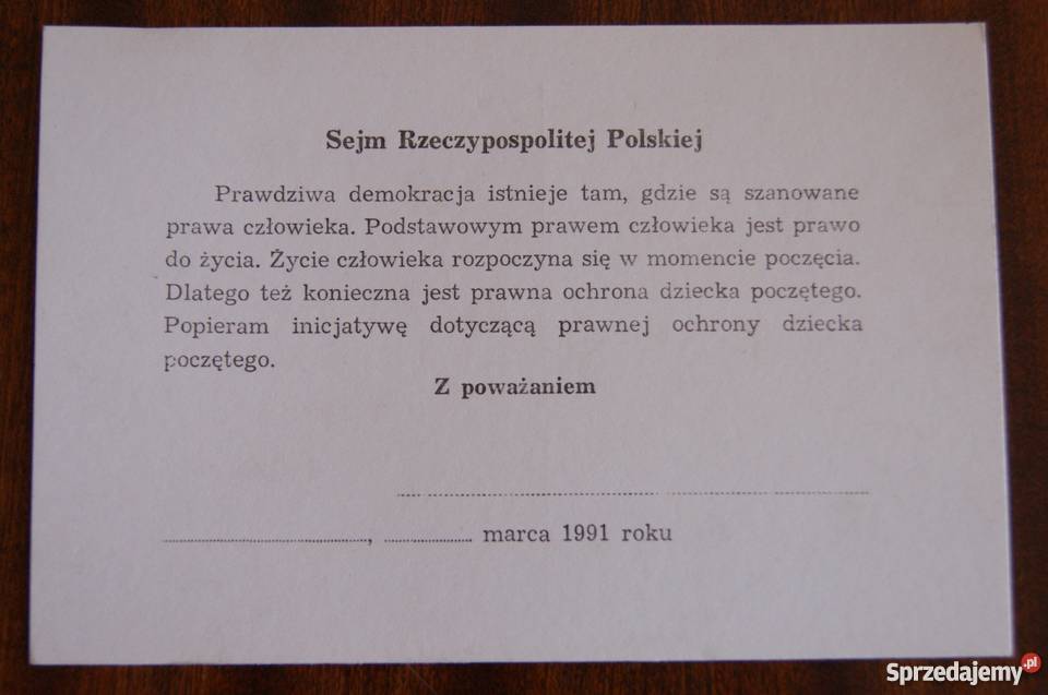 Karta pocztowa do Sejmu 1991 lubelskie Parczew sprzedam