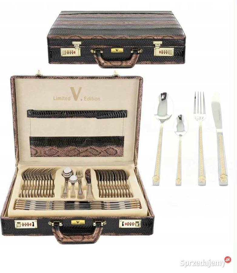 259 Walizka Versace sztućce 72 elementy na 12 śląskie Zabrze