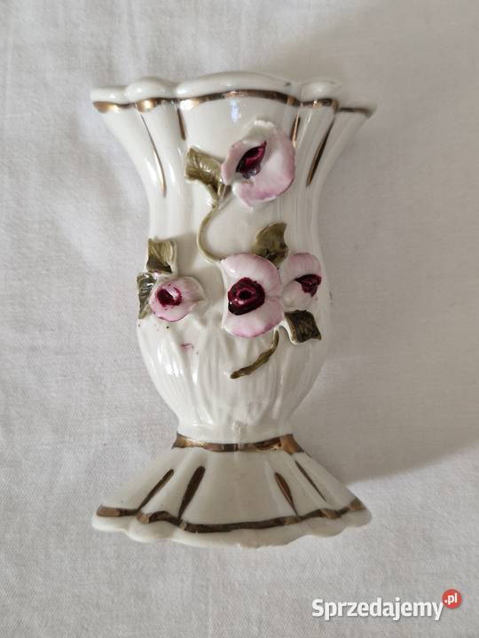 Płaski owalny porcelanowy wazonik Warszawa