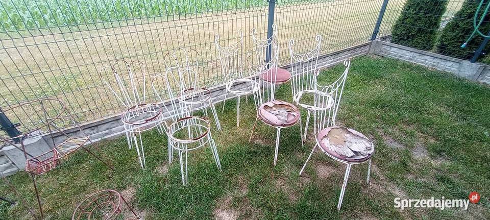Stare krzesła z drutu metalowe PRL Loft Vintage Lublin