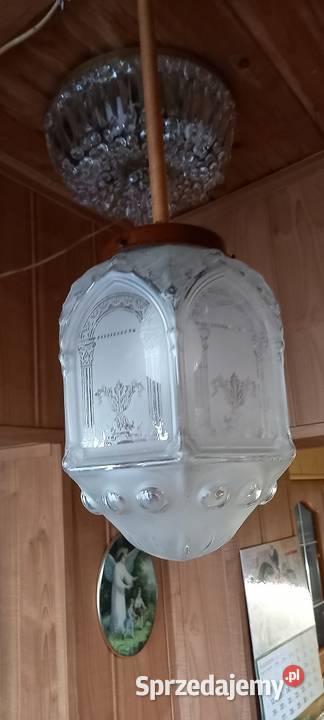 Lampa wisząca dekoracyjnie trawione szkło Skierniewice