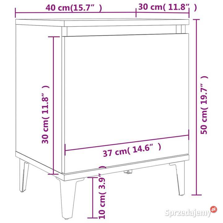 Szafka nocna z metalowymi nóżkami biała 40x30x50 Warszawa