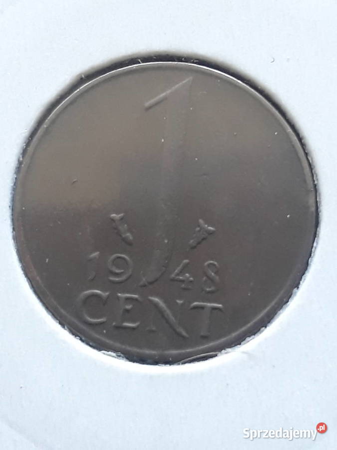 1 Cent Holandia 1948 rWilhelmina 1 UNC wielkopolskie Konin
