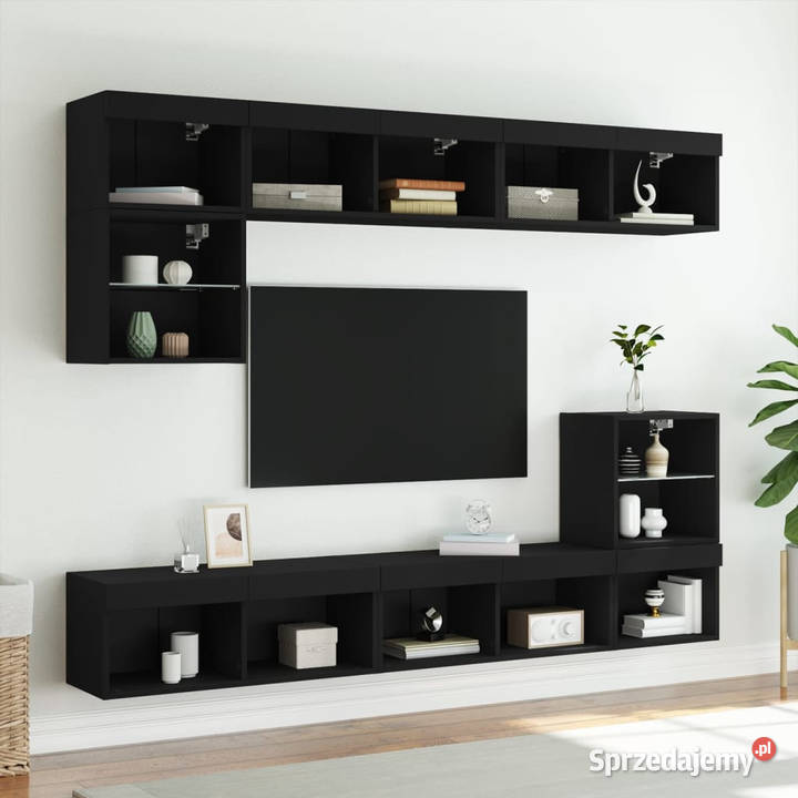 Szafka TV z LED czarna 80x30x30 WM837143 mazowieckie Warszawa
