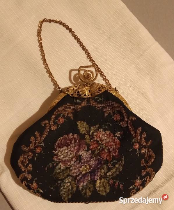 Stara haftowana torebka damska do ręki Żagań