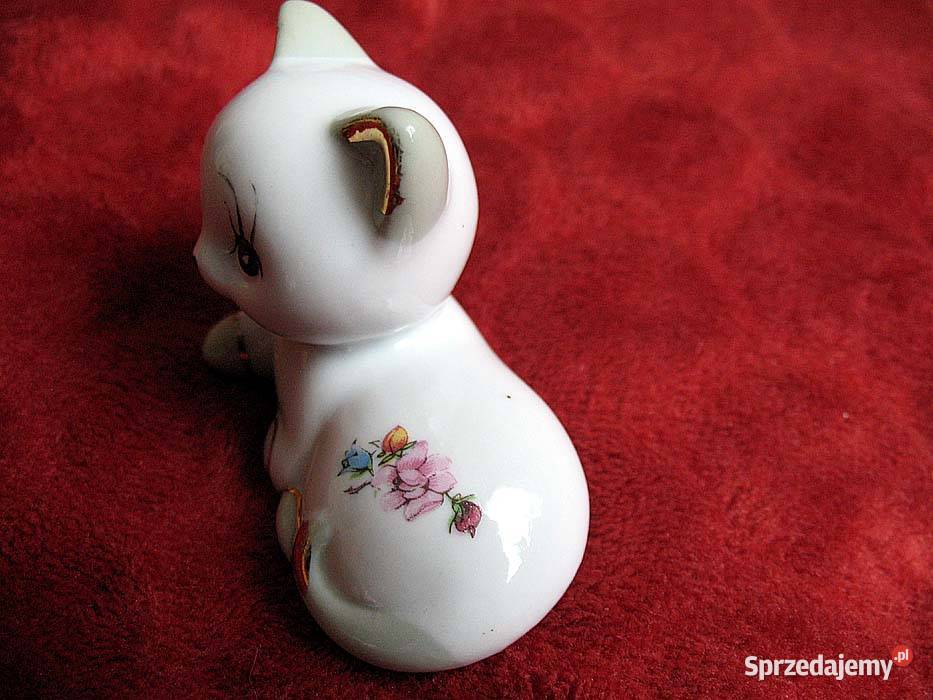 Kot kotek złocony porcelana 5 x 6 x 35 biały Siedlce