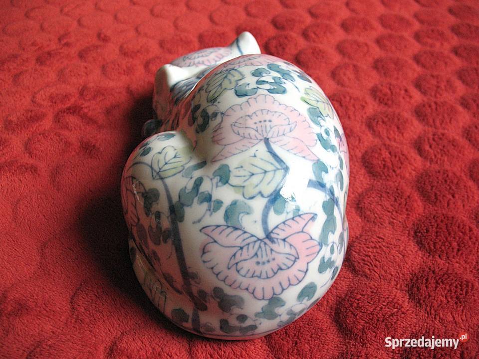 KOT w kwiaty malowany 91 x 22 x 11 Figurka z Siedlce