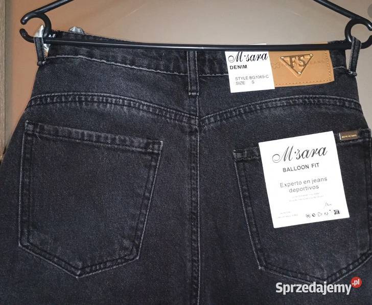 Nowe damskie czarne jeansowe spodnie balloon fit Długie Bytom sprzedam