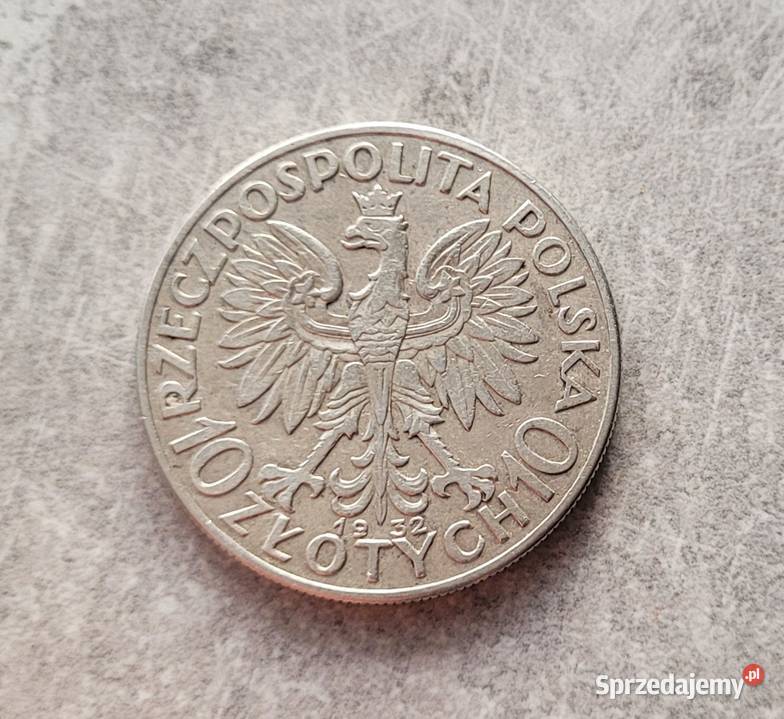 J1 POLSKA II RP srebro 10 Złotych 1932 r bzm Numizmatyka łódzkie