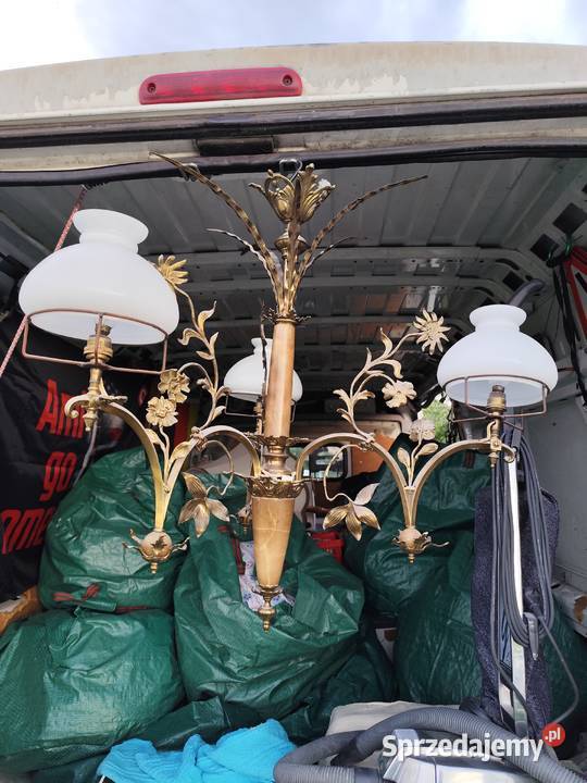 Stary mosiężny żyrandol hand made Lubin