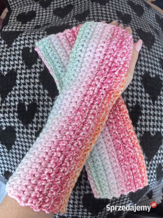 Rękawiczki bez palców mitenki handmade damskie Wrocław