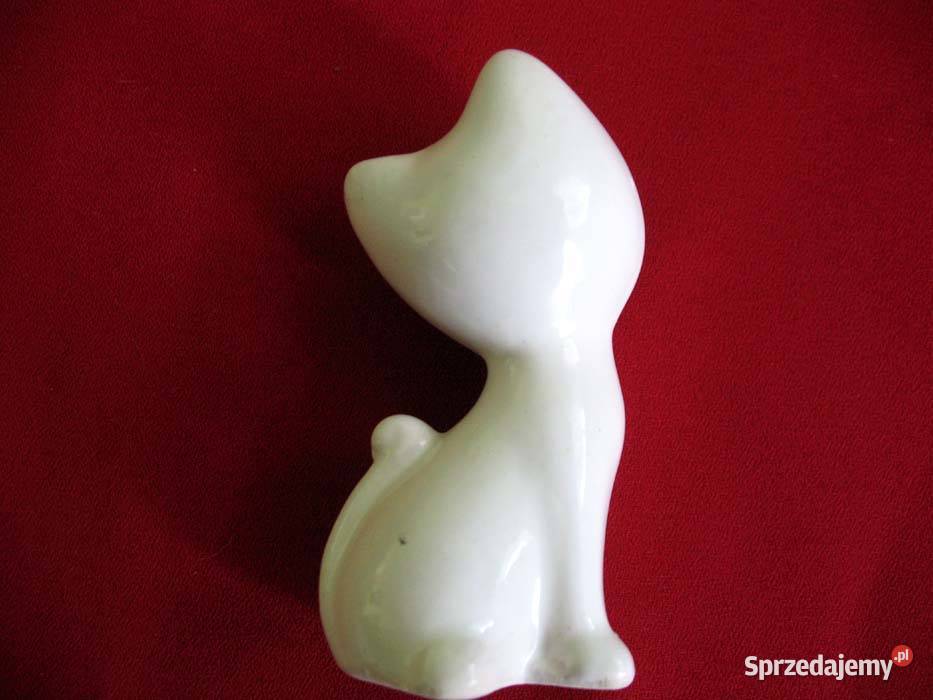 Kot biały mały kotek porcelana 7 x 4 x 3 biały mazowieckie