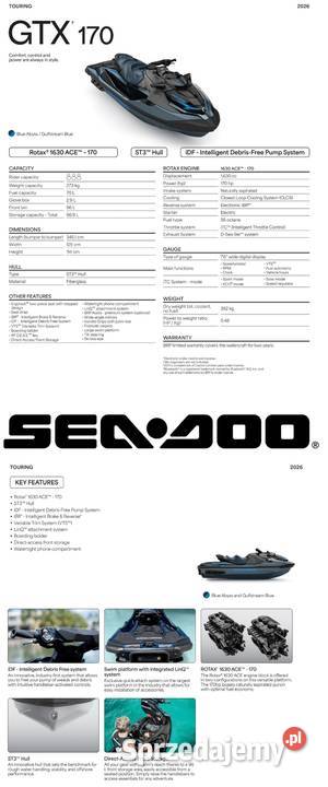 Skuter wodny Seadoo GTX 170 blue abyss gulstream Nowy Sącz