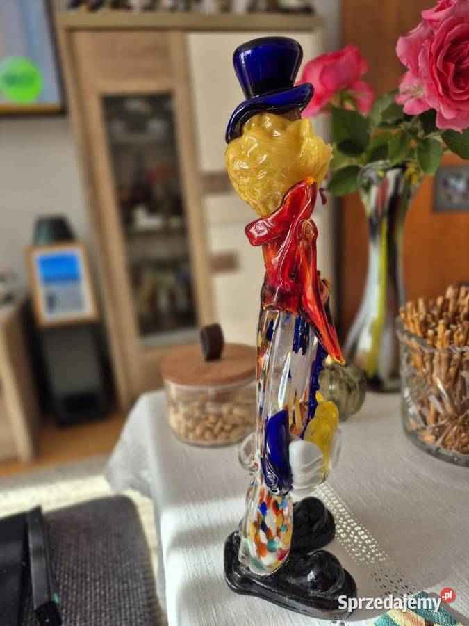 Duża figurka klaun szkło artystyczne Murano