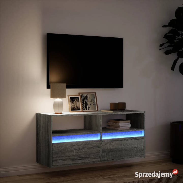 Ścienna szafka TV z LED szary dąb sonoma Szafki mazowieckie Warszawa sprzedam