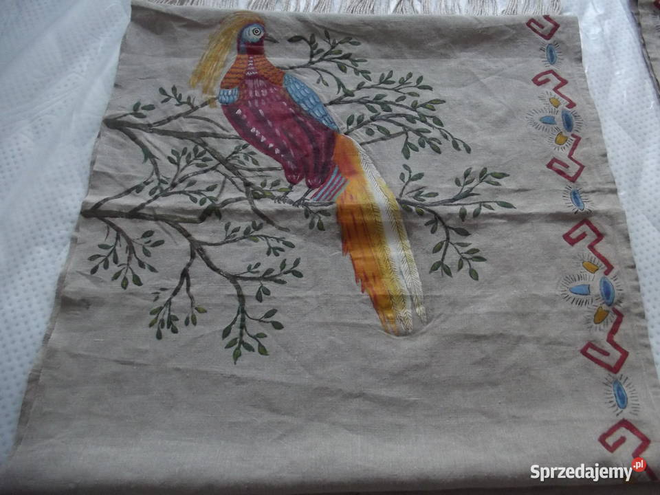 Zasłony len malowany olejną farbą bażant UNIKAT Piekary Śląskie