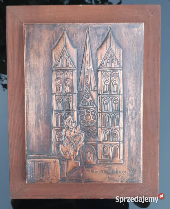 Obrazek miedzioryt katedry w Limburgu 31 x 24 Jarocin