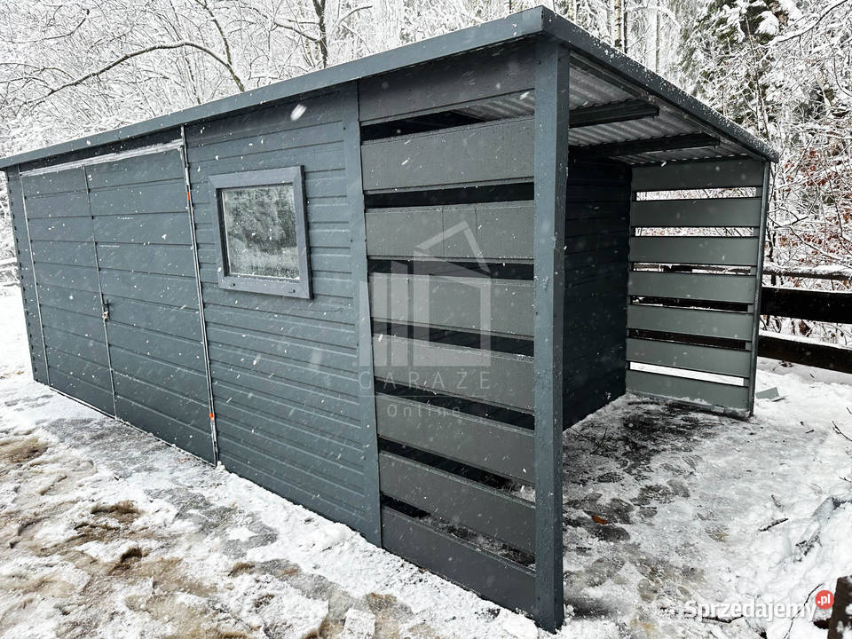 Domek Ogrodowy Schowek Blaszany 5x3 1x3 Antracyt