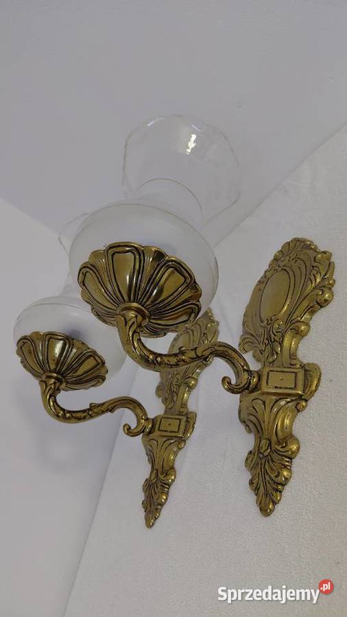 Kinkiety mosiężne z kloszem małopolskie Krzykawa