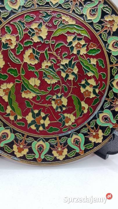 Mosiężny talerz dekoracyjny Cloisonne emalia Pozostałe Zamość