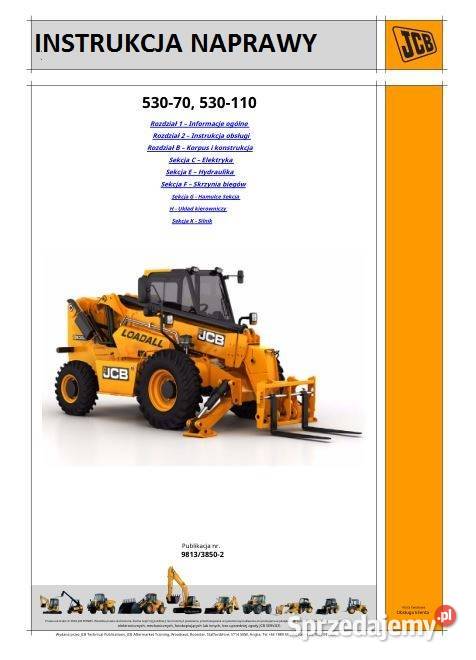 JCB 53070 530110 instrukcja naprawy motoryzacja, transport