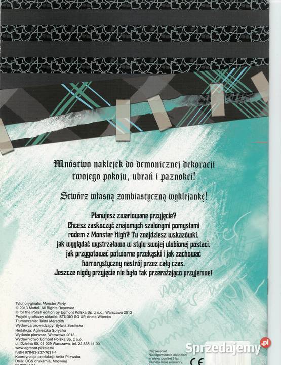 Monster High Zombiastyczna Wyklejanka Potworne Warszawa sprzedam