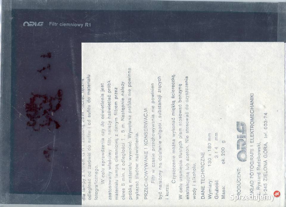 Filtry do fotograficznych lamp ciemniowych 13x18 warmińsko-mazurskie Olsztyn sprzedam