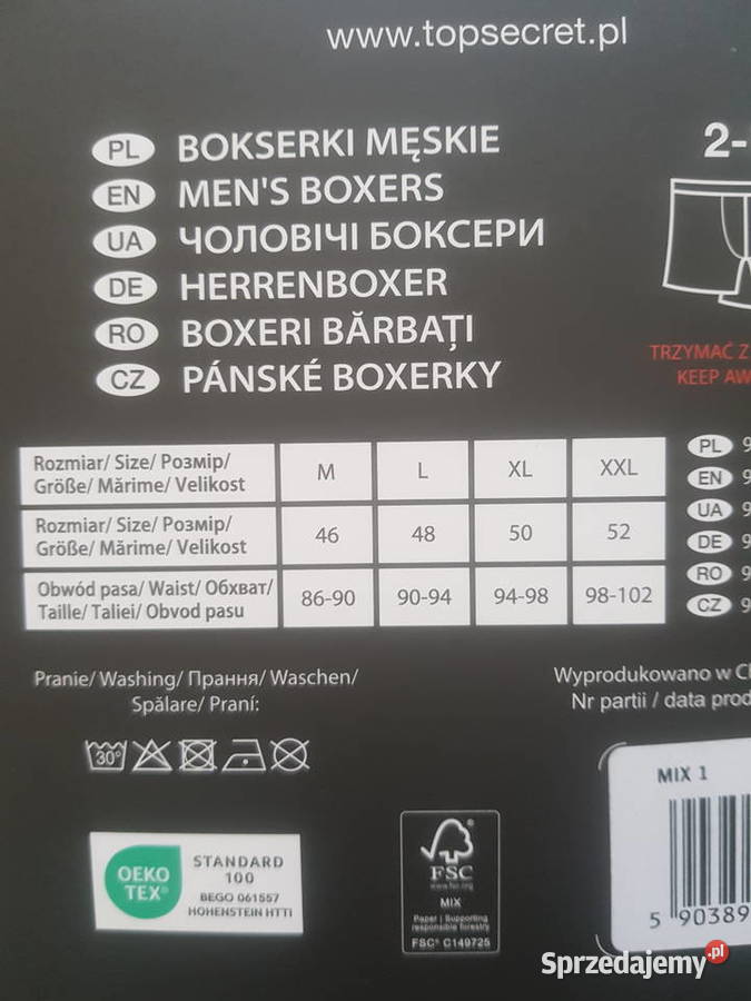 Bokserki Top Secret rozmiar XL dwupak mazowieckie Warszawa