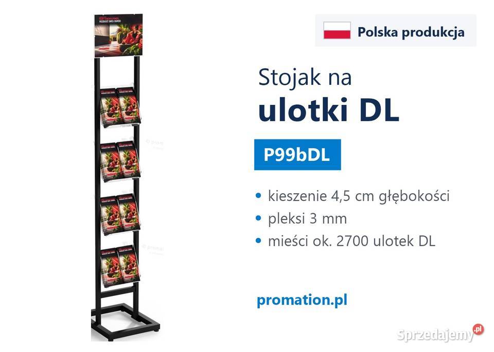 Czarny stojak na ulotki DL z 8 kieszeniami do Łódź