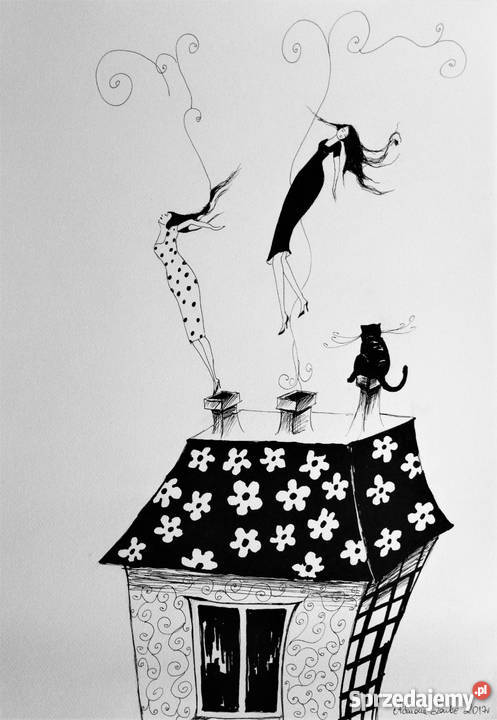 Grafika wykonana piórkiem Lecimy artystki śląskie Katowice