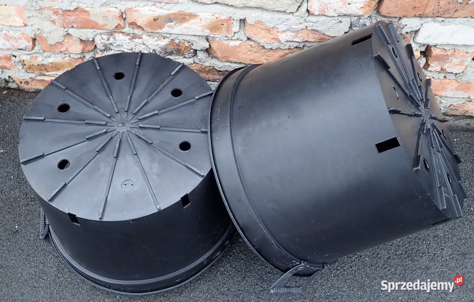 Doniczki 40L litrów z uchwytami Szerokie 46 40L czarny Siewierz