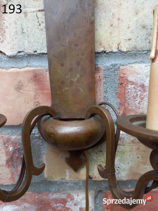 Kinkiet mosiężny metalowy swiecznikowy 2 punkty Gawroniec
