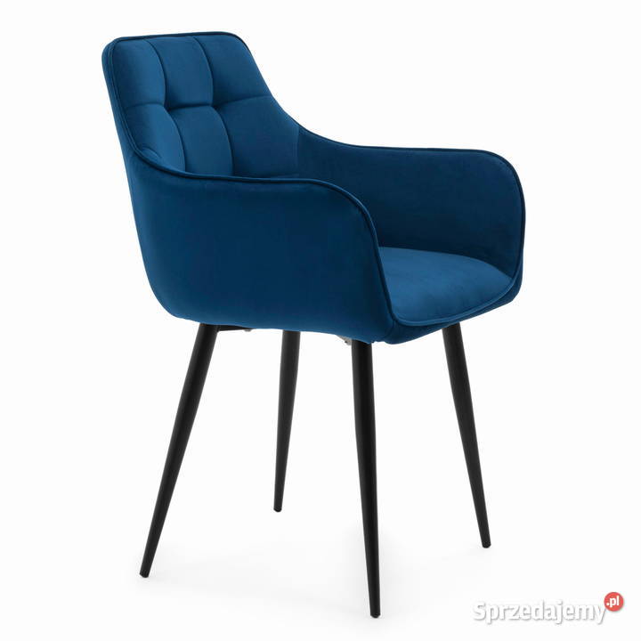 Granatowe Krzesło Tapicerowane Quattro Wysyłka 58cm