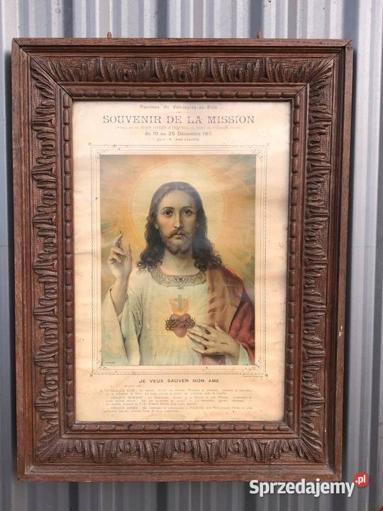1911 Jezus dębowa rama Łowicz