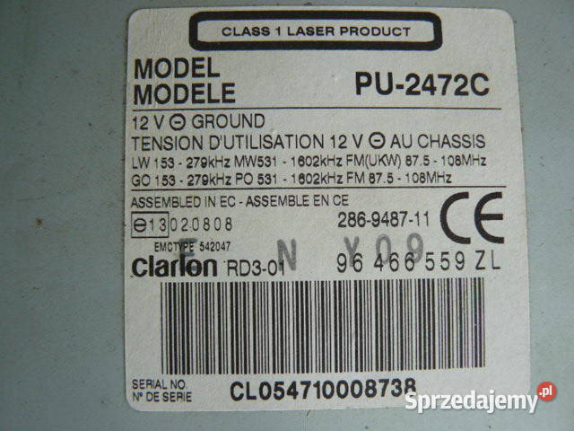 Citroen fabryczny radioodtwarzacz cd Clarion 100 Rzeszów