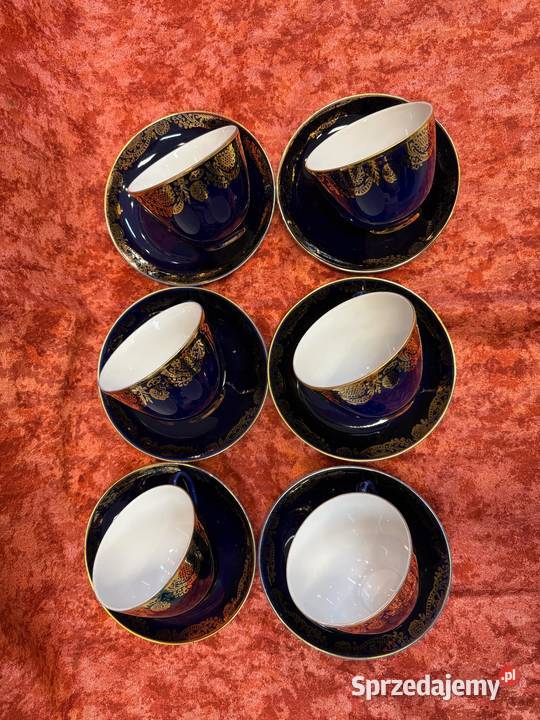 Zestaw 6 filizanek Lomonosow kobalt świętokrzyskie