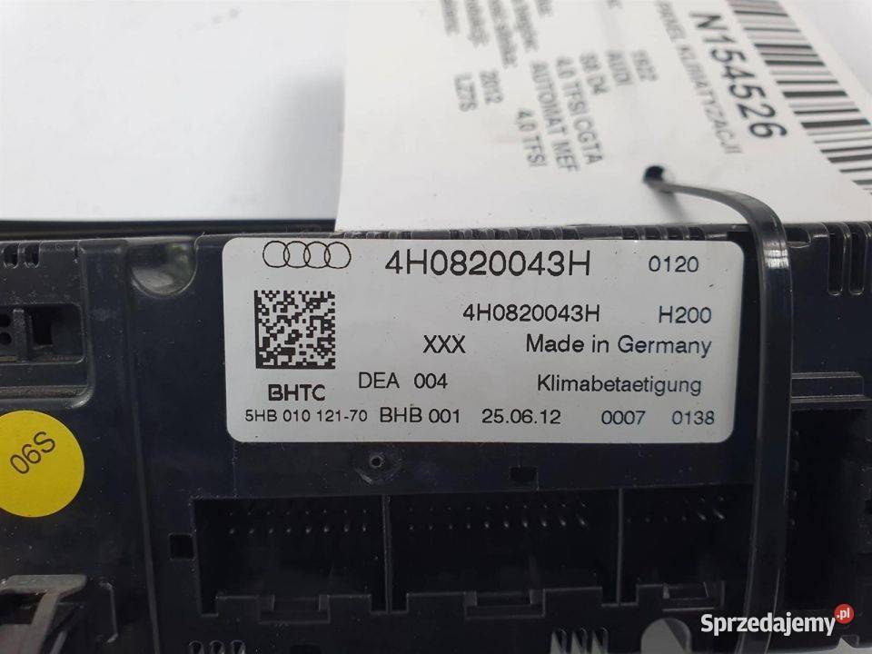 PANEL KLIMATYZACJI AUDI S8 D4 4H0820043H PRZÓD