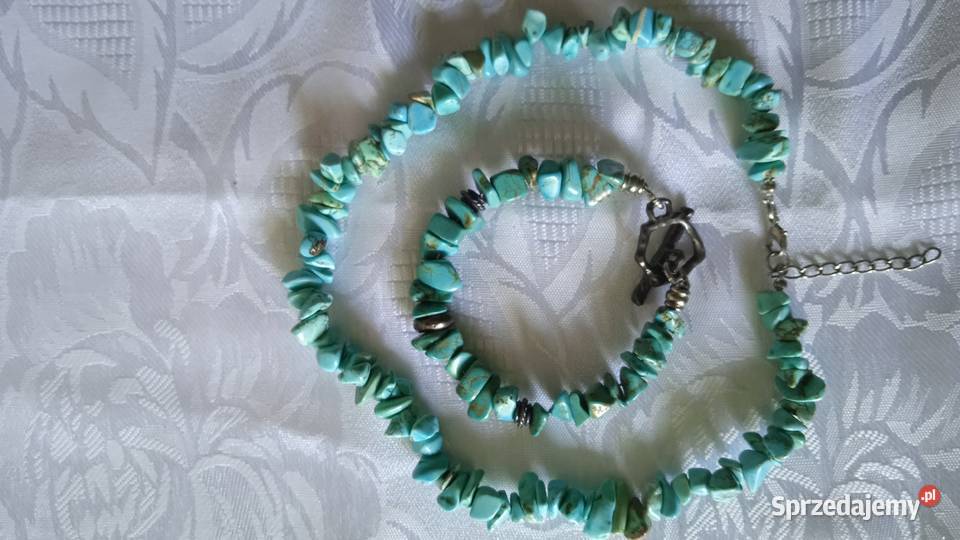 KOMPLET BIŻUTERII Z NATURALNYCH TURKUSÓW Piła