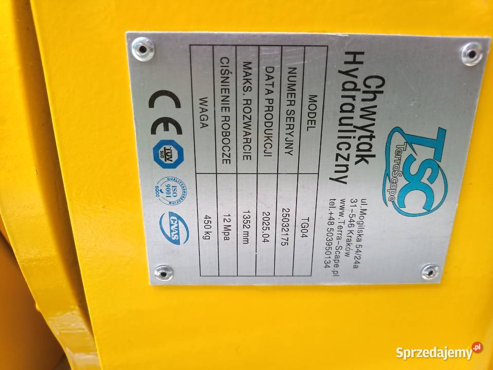 Chwytak hydrauliczny do koparki 612 ton Pozostałe Kraków