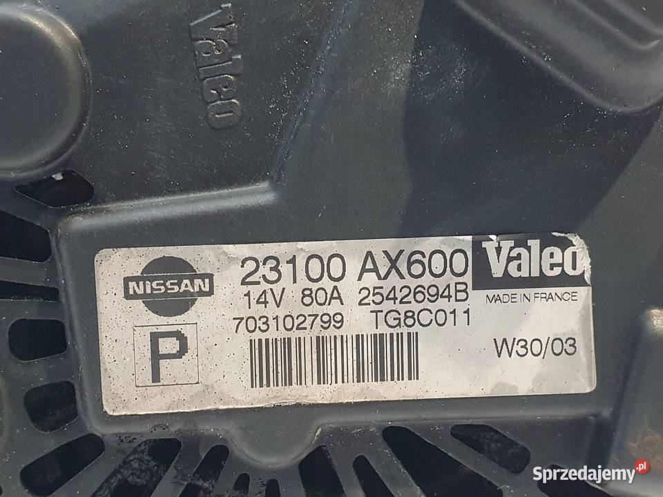 ALTERNATOR Nissan Micra K12 12 16V valeo Układ elektryczny silnika lubelskie Chełm