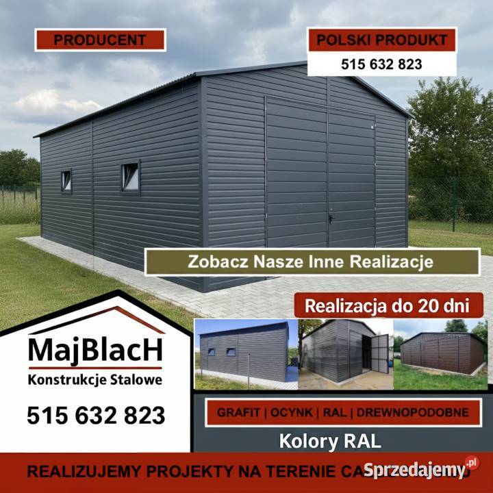 Wiata Stalowa Hala Garaż Blaszany Duży OTWARTY Brodnica